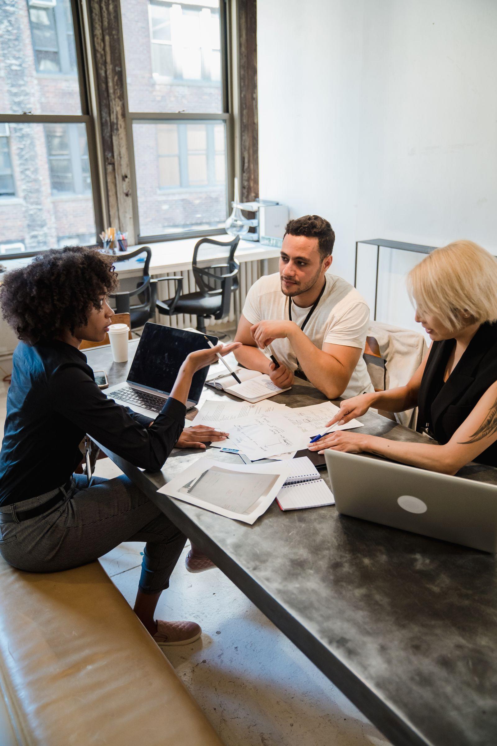 A team planning a brand campaign together